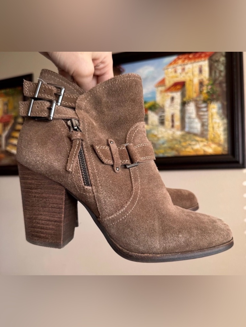Gianni Bini Brown Suede Leather Marbess Ankle Booties 9.5